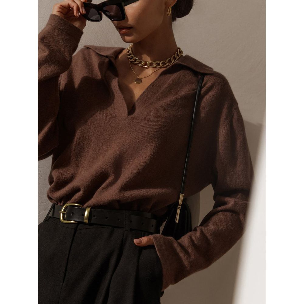 Commense Leisure Collared Pullover Sweater Size S
